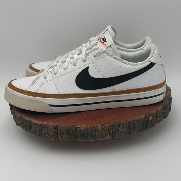 Nike Court Legacy Mens Sneakers White Desert Ochre Leather EUC CU4150 Size 9.5 - Picture 3 of 10